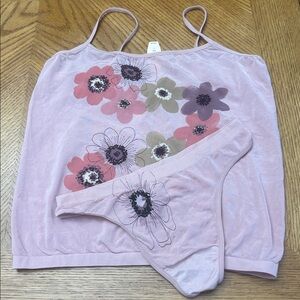 PINK Victoria's Secret Floral Chemise and Panty Set